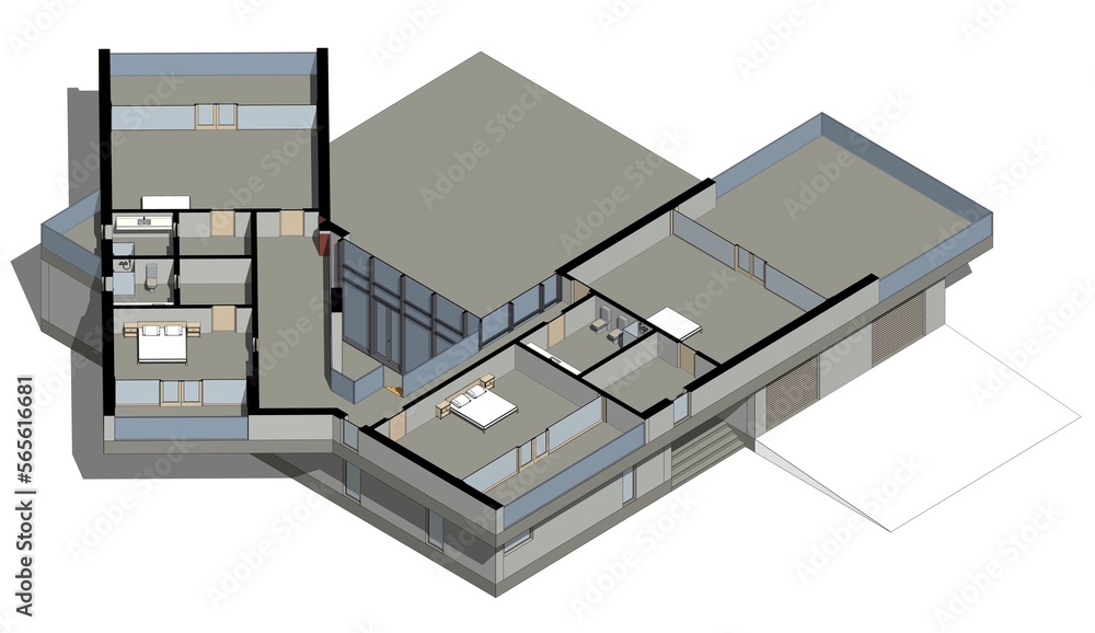Modern house architectural 3d rendering Modern house architectural 3d rendering