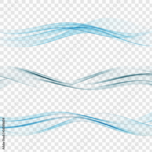 Transparent wave blue,smoky flow of wavy lines,wave set.
