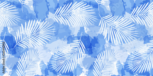 Leaves Pattern. Watercolor leaves seamless vector background, jungle print textured