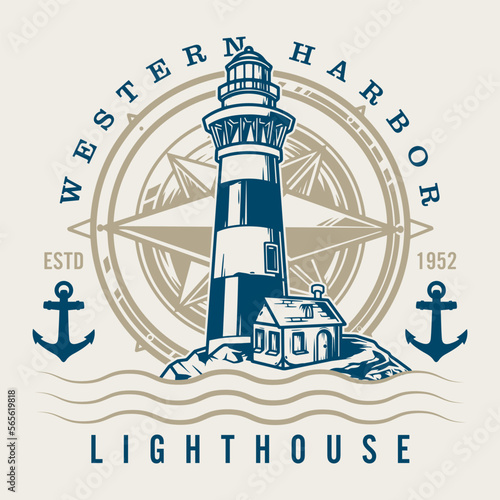Papier peint Western harbor colorful label vintage