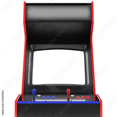 Fotografiet Generic Retro Arcade Machine or Cabinet for Two Players With Blue and Red Controls