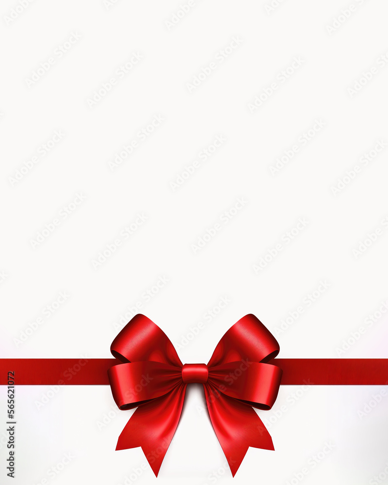 Red bow isolated on white background. Generative AI. Red bow isolated on white background. Generative AI.