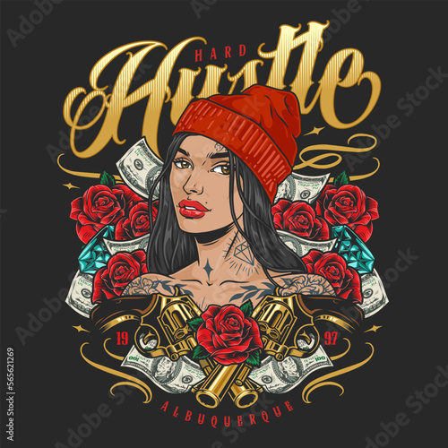 Hustle young girl flyer colorful