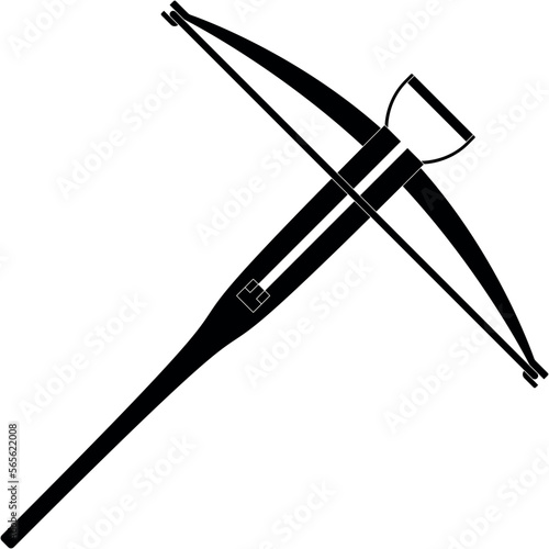 Valokuvatapetti Black silhouette of a crossbow flat vector illustration