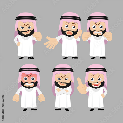 Set of Arab characters in different poses