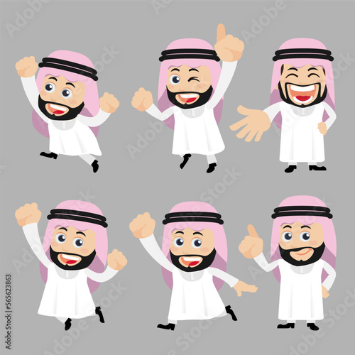 Set of Arab characters in different poses