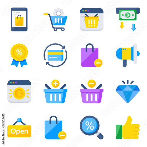 Pack of Shopping Flat Icons 

