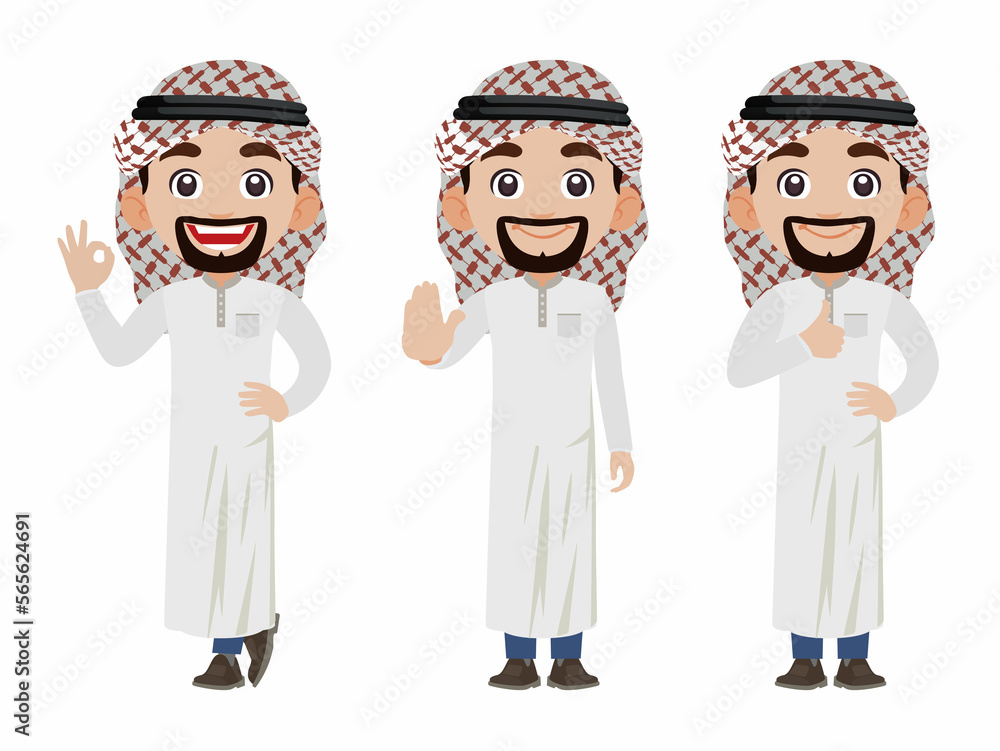 Arab businessman in different actions Arab businessman in different actions