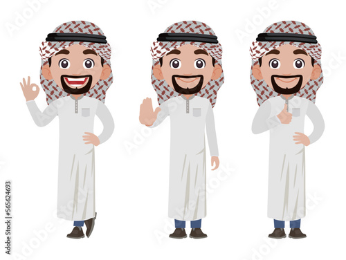 Arab businessman in different actions