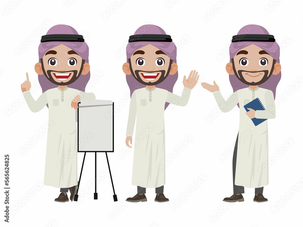Arab businessman in different actions Arab businessman in different actions