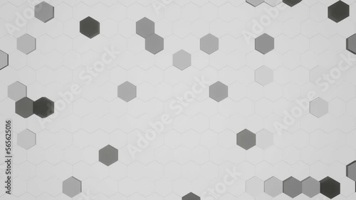 Black And White Background Video, Hexagon Motion Background Loop, 3D Render Backgound