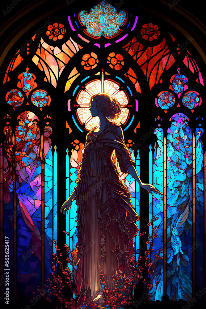 Nouveau cleric Stained Glass Cathedral design