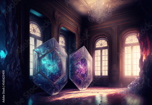 futuristic crystal room in my dreams created with Generative AI technology