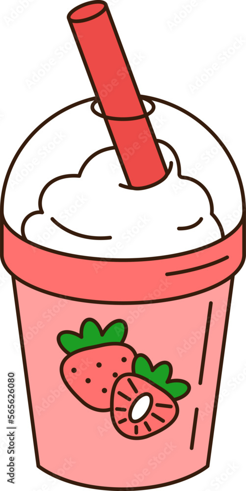 Strawberry milk shake doodle icon. Strawberry milk shake doodle icon.