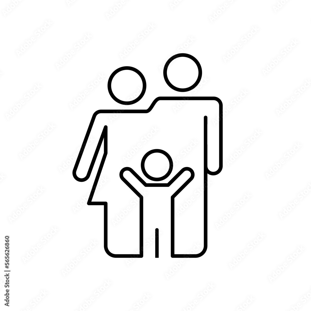 Family Flat Icon Black and White Vector Graphic Family Flat Icon Black and White Vector Graphic