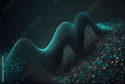 Abstract wave with moving dots and lines (Ai generated)