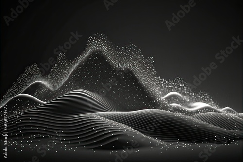 Abstract wave with moving dots and lines (Ai generated)
