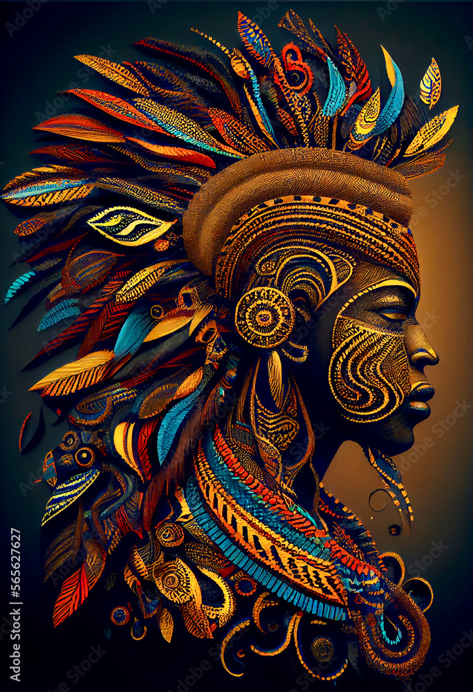 Obraz premium Generative AI abstract render of ethnic art
