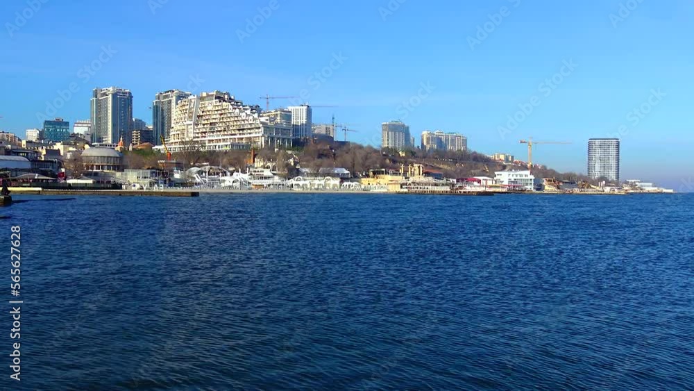 UKRAINE, ODESSA - JANUARY 02, 2023: - View of Arcadia Odessa, Black sea UKRAINE, ODESSA - JANUARY 02, 2023: - View of Arcadia Odessa, Black sea