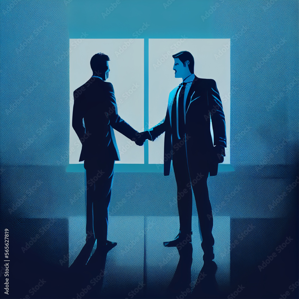 Illustrations of two business men shaking hands | Silhouette of 2 men ...