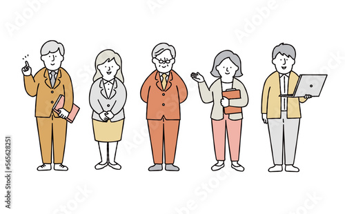 会社員のチームワーク　グループ　部署　イエロー