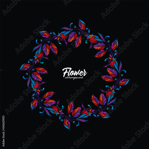 Original vector illustration. Floral wreath in vintage style.
