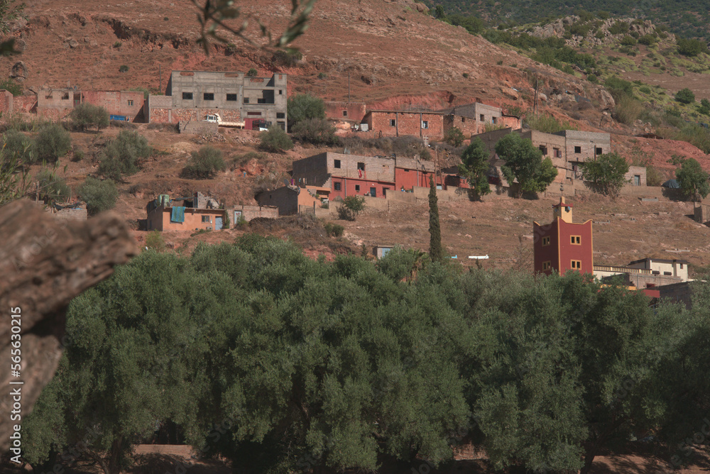 Foum El Anceur, Morocco, hill with village