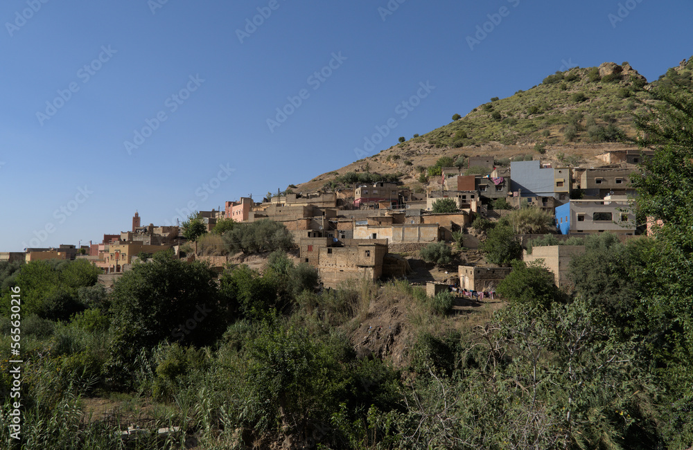 Foum El Anceur, Morocco, hill with village