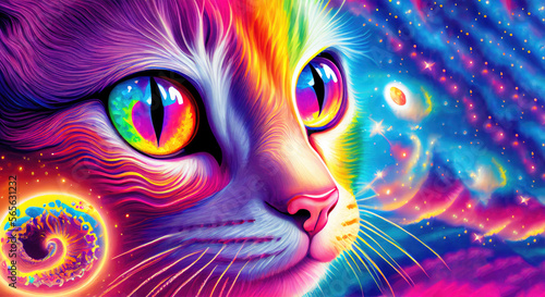 Cat Psychedelic Colorful LSD - Generative AI