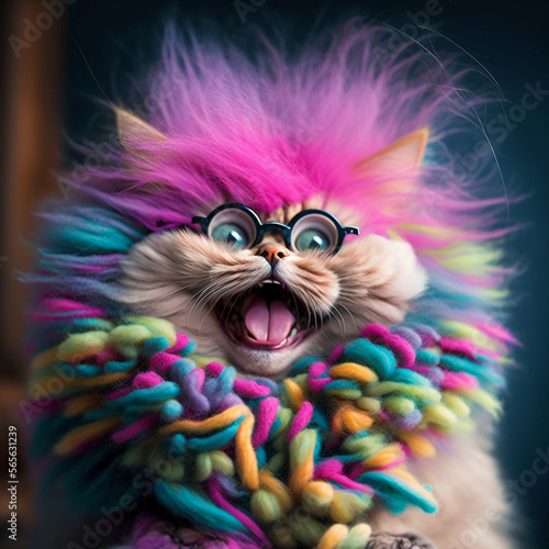 multicolored colorful fluffy cat