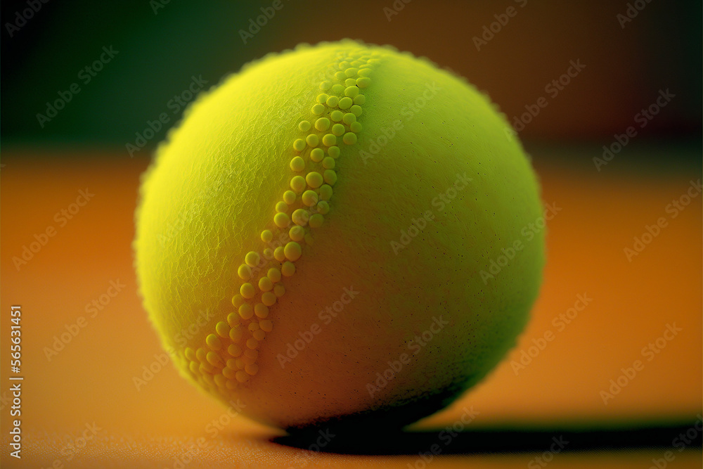 Close up of an uncany green tennis ball