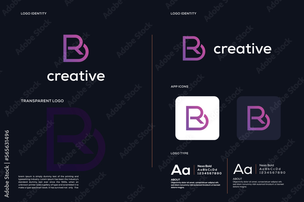 Letter BR, RB logo and icon design template - obrazy, fototapety, plakaty 