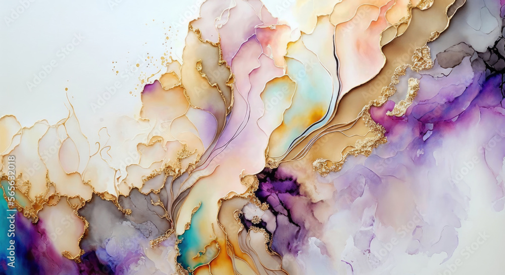 Marble Alcohol Ink Painting Pastel Colors  - Generative AI