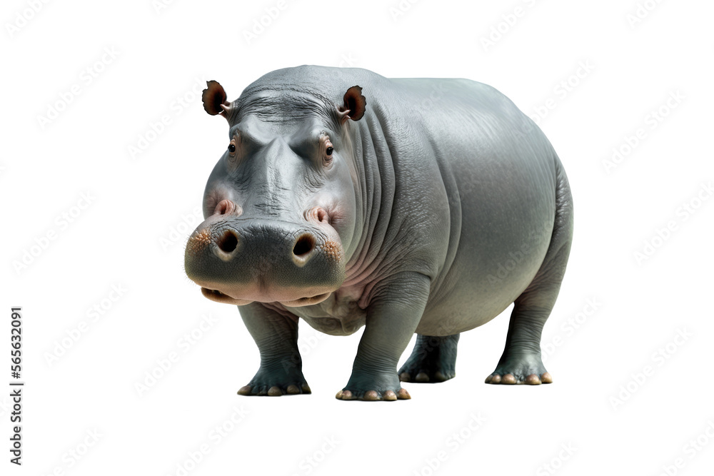 Hippopotamus isolated on white with clipping path. Amazing giant herbivorous mammal. Generative AI Hippopotamus isolated on white with clipping path. Amazing giant herbivorous mammal. Generative AI