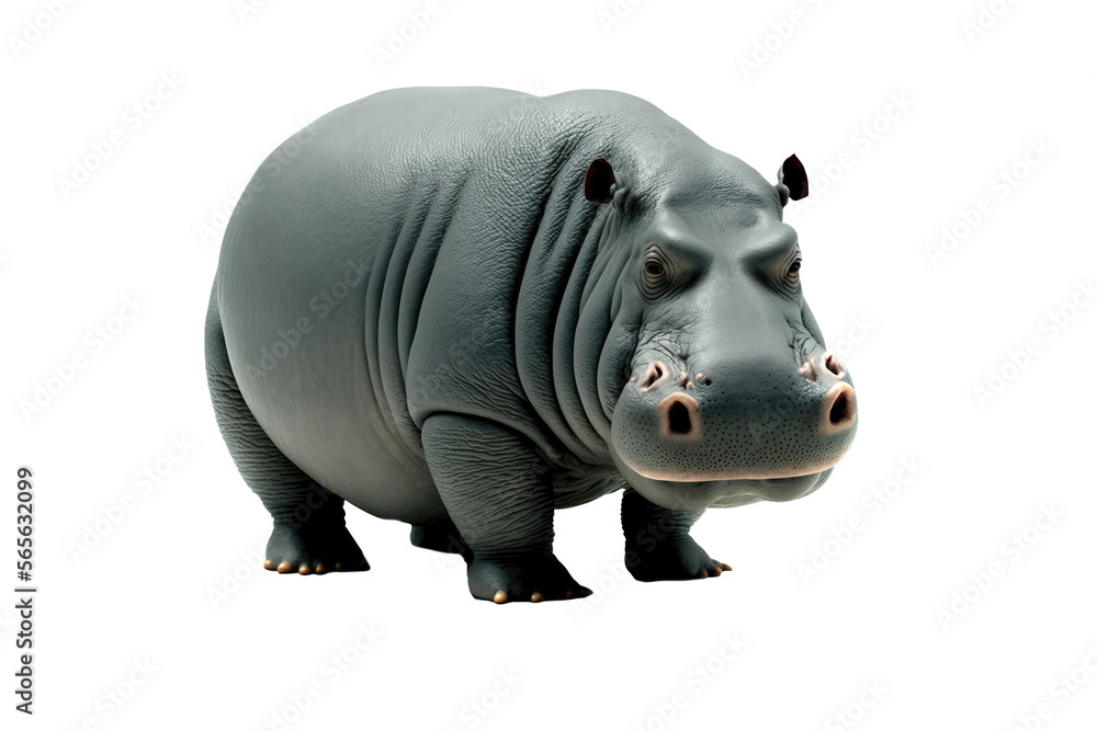 Hippopotamus isolated on white with clipping path. Amazing giant herbivorous mammal. Generative AI Hippopotamus isolated on white with clipping path. Amazing giant herbivorous mammal. Generative AI