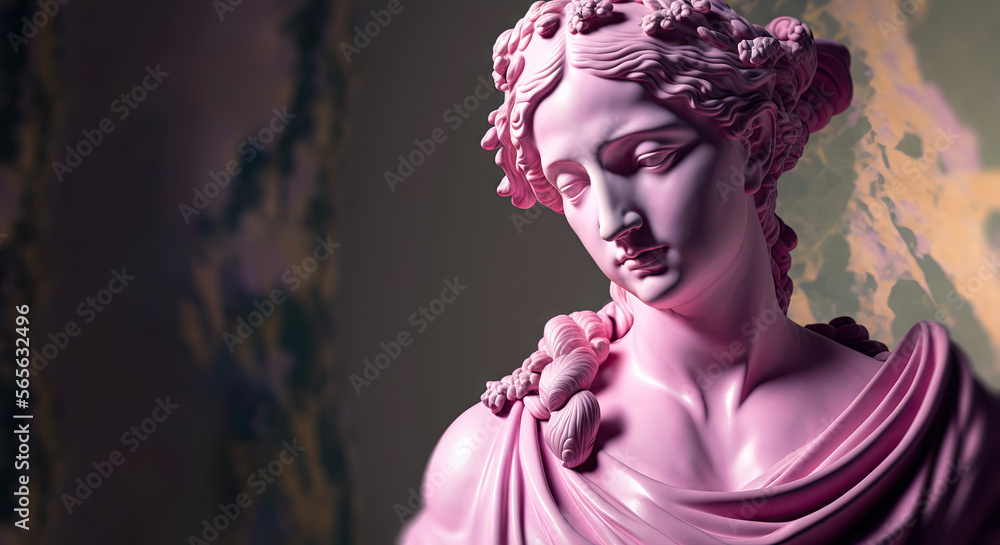 Sculpture Bust Antique Marble Pink  - Generative AI