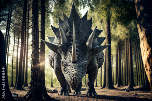 Fototapeta Naklejka Na Ścianę i Meble -  Rendition of prehistoric dinosaurs,brachiosaurus, generative ai