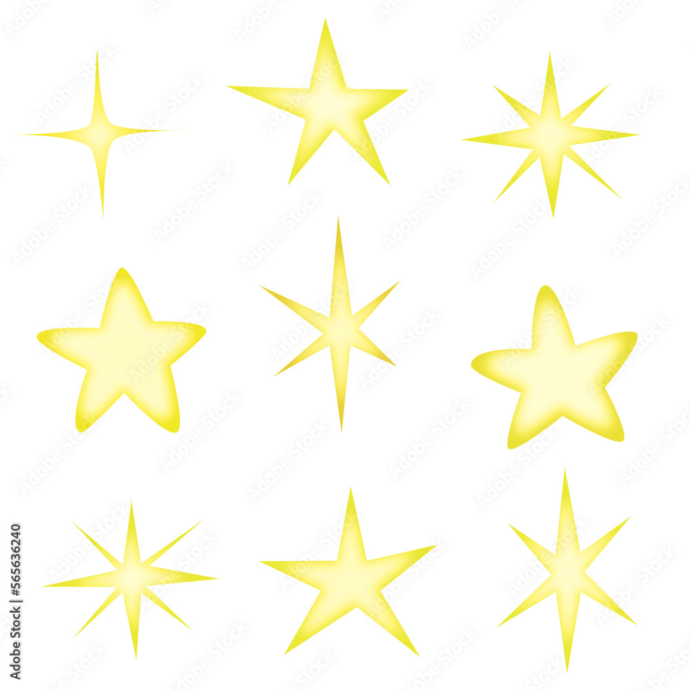 set of hand drawn stars with shine gradation.
set of hand drawn stars with shine gradation.