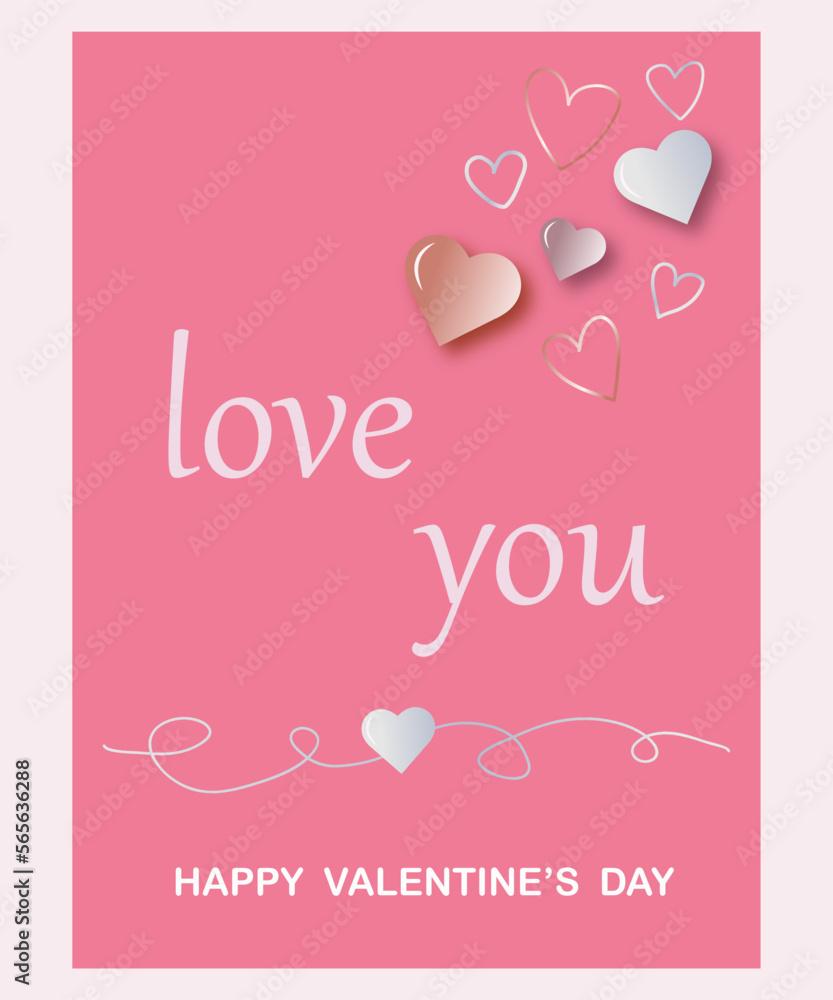 Valentine's day concept. Vector illustration. Air hearts for February 14th. Cute love banner or greeting card