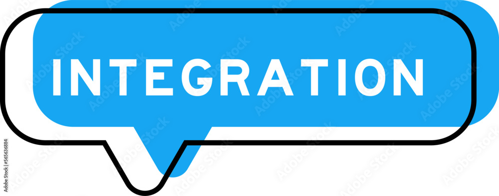 Speech banner and blue shade with word integration on white background Speech banner and blue shade with word integration on white background