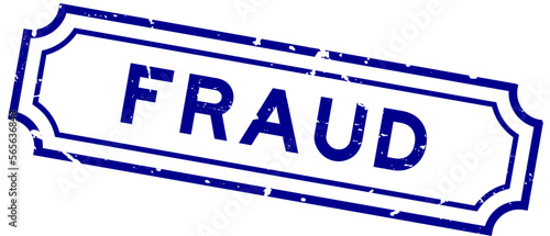 Grunge blue fraud word rubber seal stamp on white background