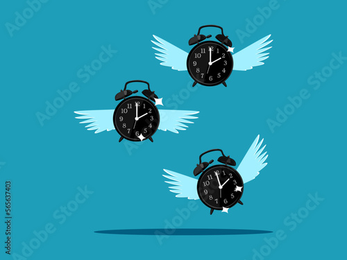 Clock with flying wings. Value of time. business and investment concept vector