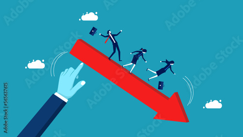 Entrepreneurs encounter the toxic economic crisis. Recession and decline of business. vector illustration