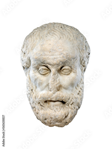 Antique marble greek philosopher head isolated
