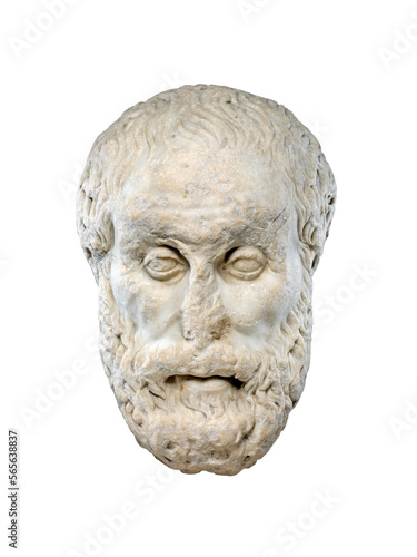 Photography Antique marble greek philosopher head isolated