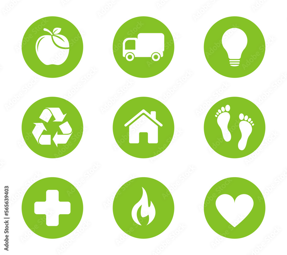 Eco icons set. Web design. Nature energy concept. Illustration. Eco icons set. Web design. Nature energy concept. Illustration.