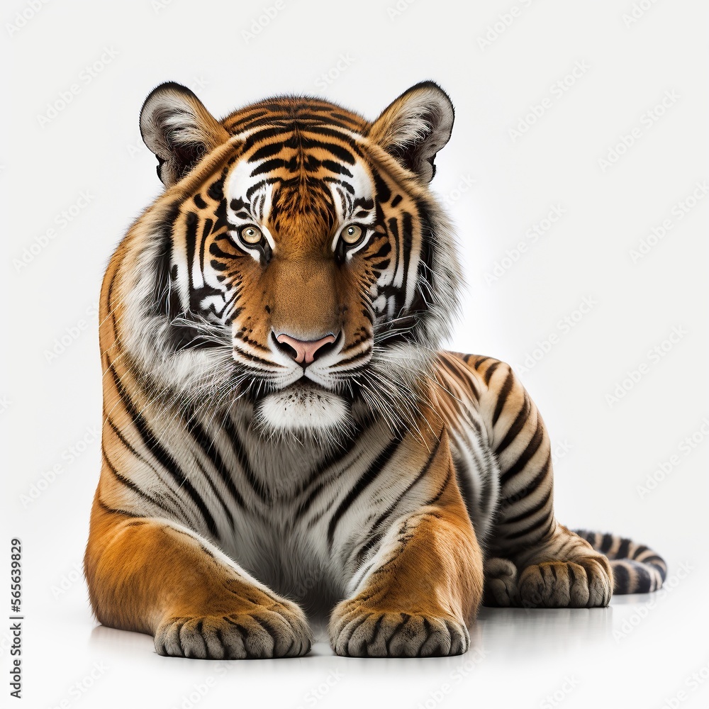 Fototapeta premium Tiger in white background, Generative Ai