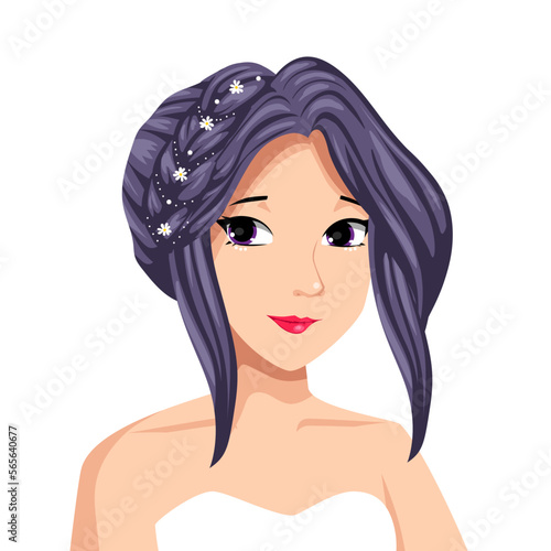 Pretty bride character illustration flat