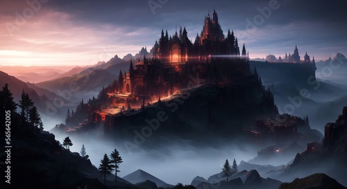 Majestic mountain landscape at dusk [AI Generated]