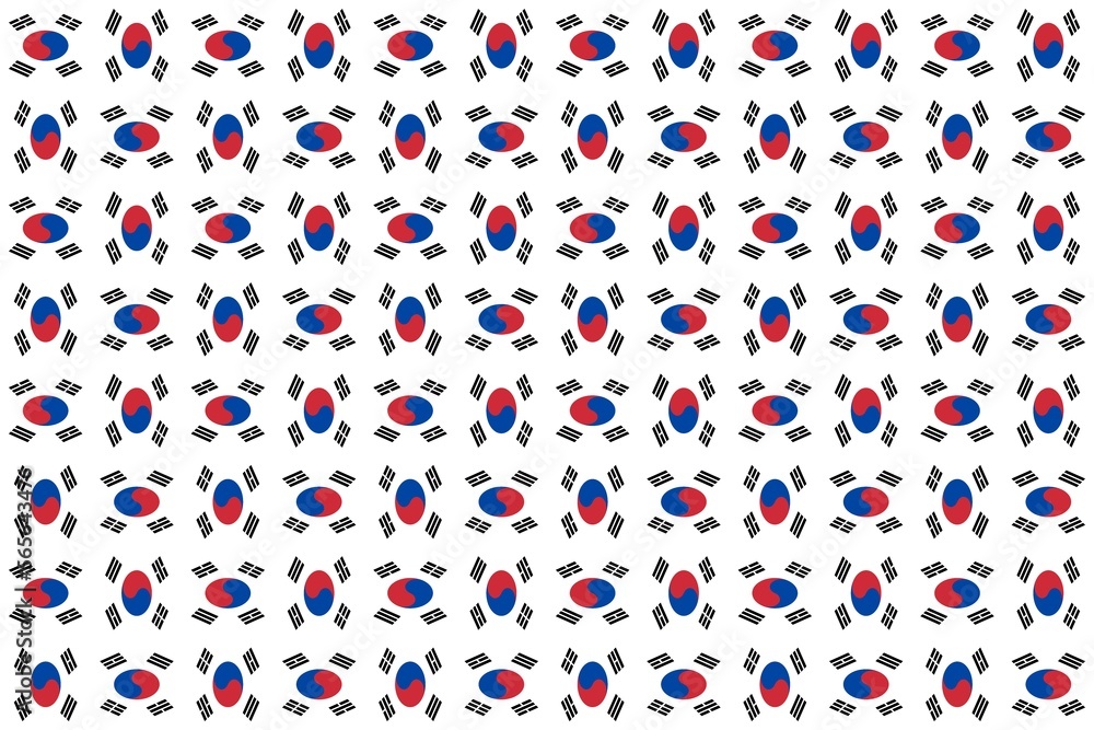 Geometric pattern in the colors of the national flag of South Korea. The colors of South Korea. Geometric pattern in the colors of the national flag of South Korea. The colors of South Korea.